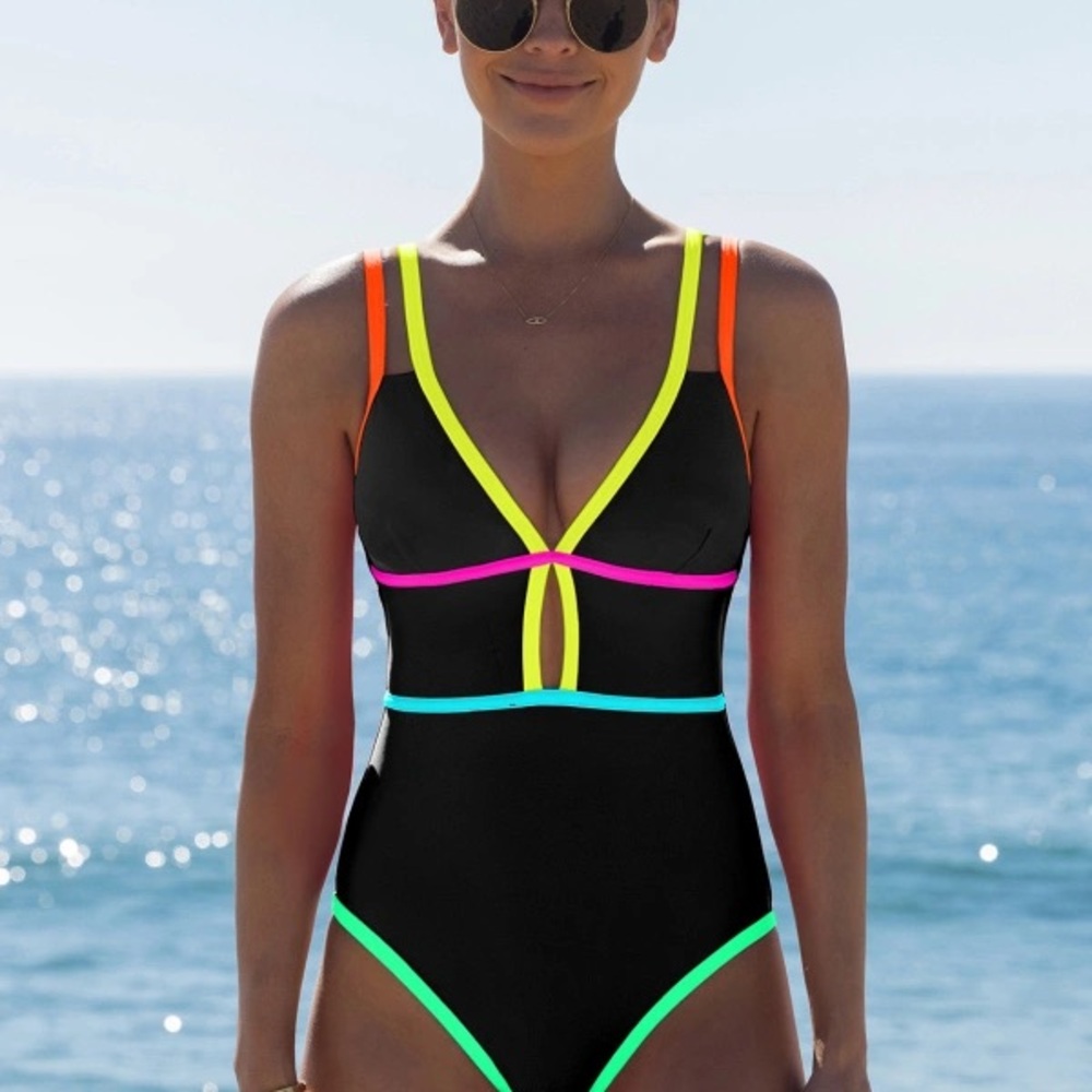 NWT Popvil Color Block Bandage Design Sweet One Piece • Medium